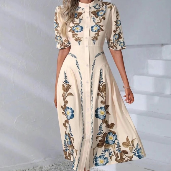 NWOT Women's Floral Print Vintage Dress - Picture 1 of 6